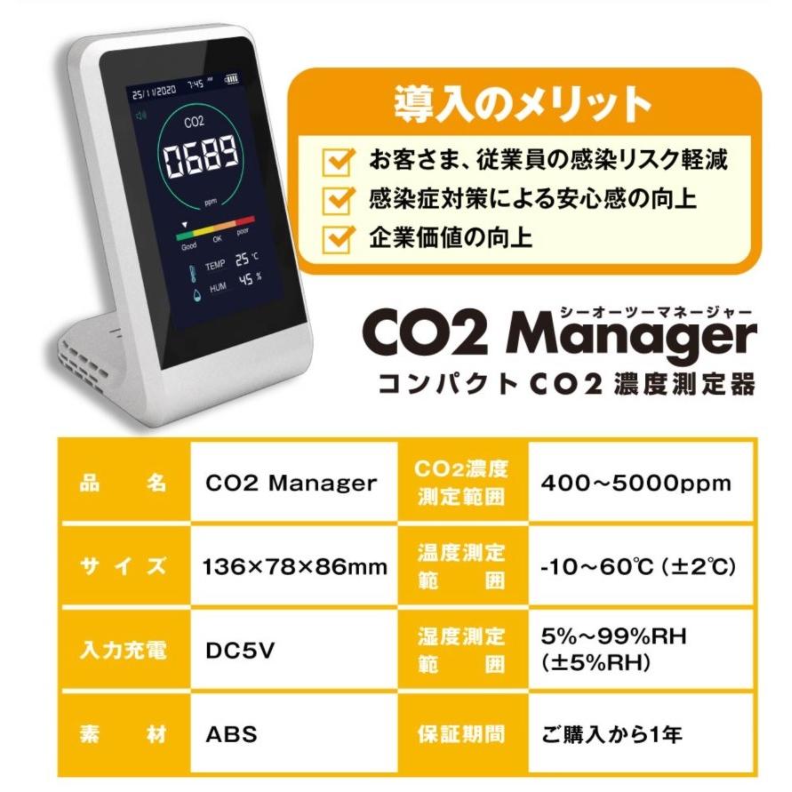 CO2濃度測定器 CO2Manager TOA-CO2MG-001 リアルタイムで監視 : かな