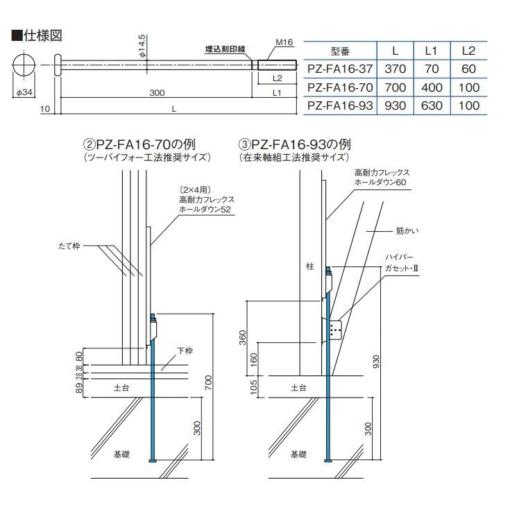 カネシン 高耐力フレックスアンカーボルト M16×700 PZ カネシン 高耐力フレックスアンカーボルト M16×700 PZ