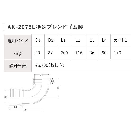 アキレス（achilles） アキレスジョイント AK-2075L 排水管用継手 洋風