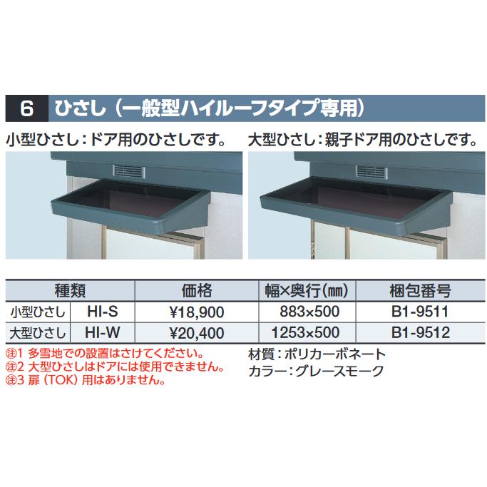 イナバ物置 HI-S[B1-9511] 小型ひさし(一般型ハイルーフタイプ専用
