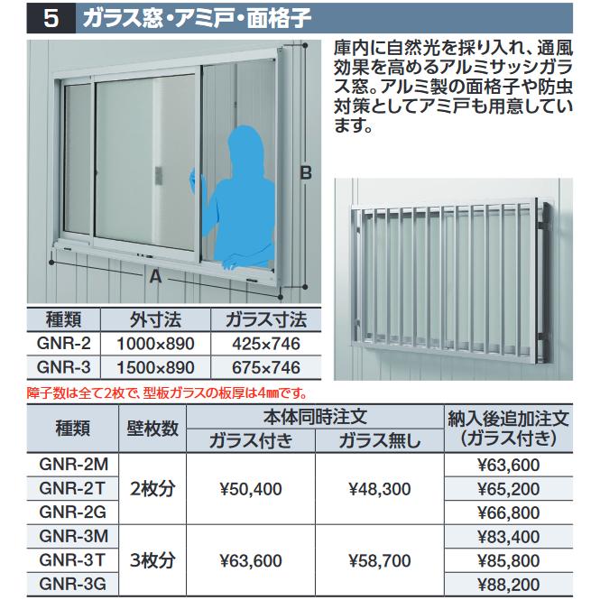 イナバ物置 GNR-3G ガラス窓(ガラス付)【壁枚数3枚分】 SGN型 