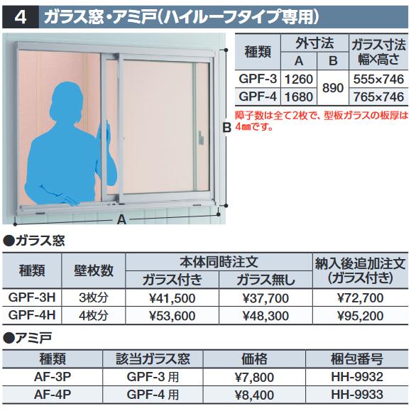 イナバ物置 GPF-3H ガラス窓(ハイルーフタイプ専用) 【ガラス付き】 FP 