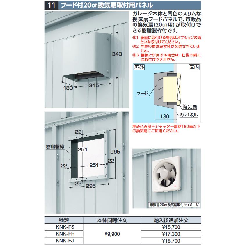 イナバ物置 イナバ物置 KNK-FS フード付20cm換気扇取付用パネル