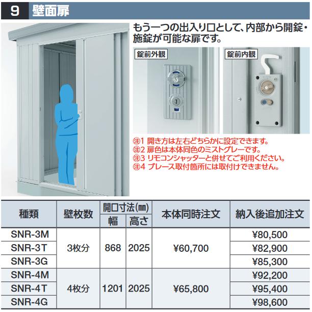 イナバ物置 SNR-3T 壁面扉【壁枚数3枚分】 SGN型オプション トール用