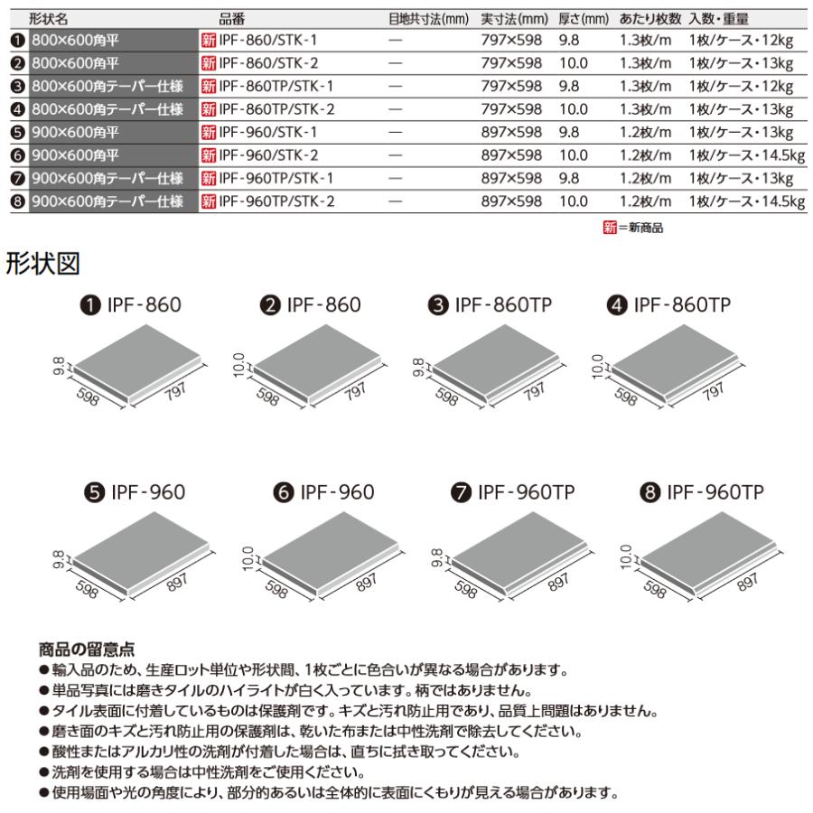 LIXIL（リクシル） LIXIL IPF-960/STK-1 ケース販売【1枚/ケース】 900×600角平 キラミックステップII(汚垂れ ...