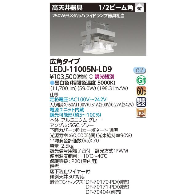 東芝ライテック 東芝ライテック LEDJ-11005N-LD9 高天井器具 HS250W