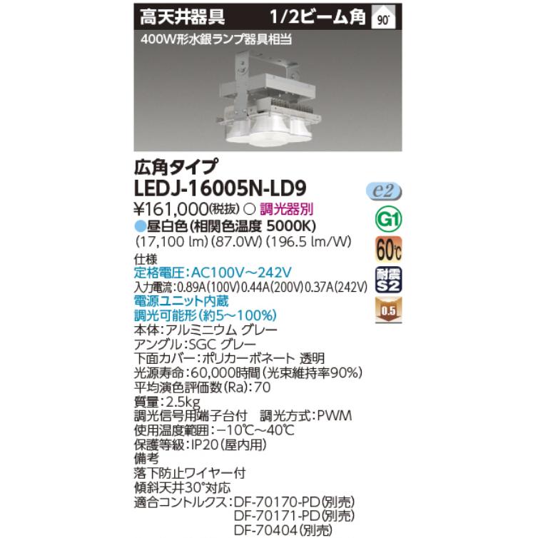 東芝ライテック 東芝ライテック LEDJ-16005N-LD9 高天井器具 HSH400W