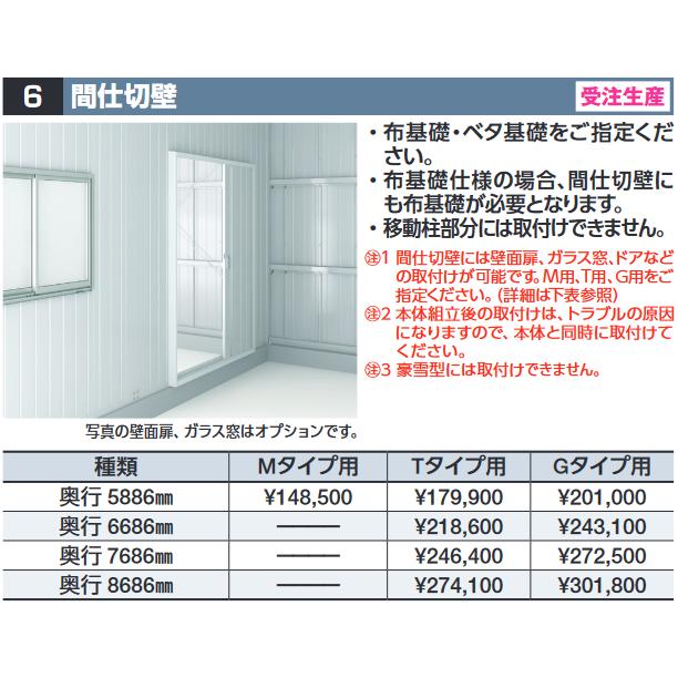 イナバ物置 間仕切壁【奥行 8686mm Gタイプ】 SGN型オプション 