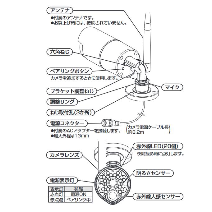 MASPRO/マスプロ電工　WC3A-BC　増設カメラ(モニターとワイヤレスカメラのセット用の増設カメラ) 最大300万画素　Σ[Z] | マスプロ | 02