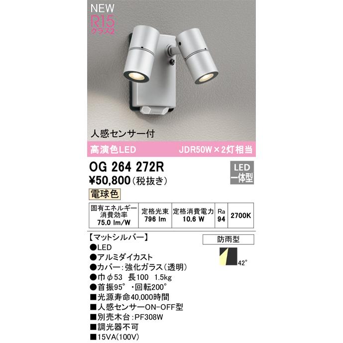 【ザリガニ】ODELIC オーデリック　2個セット　屋外防雨型 ODELIC（オーデリック） OG264272R 防雨型LEDスポット Σ : 住設建材