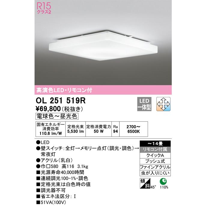 ODELIC オーデリック OL251519R LEDシーリングライト Σ : 住設