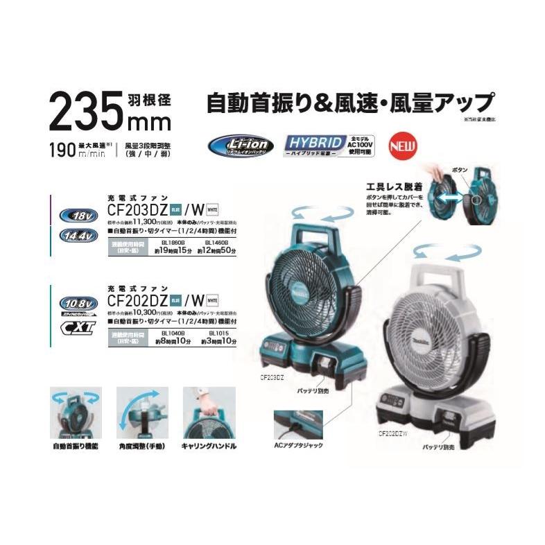 マキタ（makita） 充電式ファン CF202DZ (青) 10.8V 本体のみ : プロ