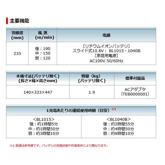 マキタ 充電式ファン CF202DZ (青)　10.8V　 本体のみ｜kanamono-tool｜06