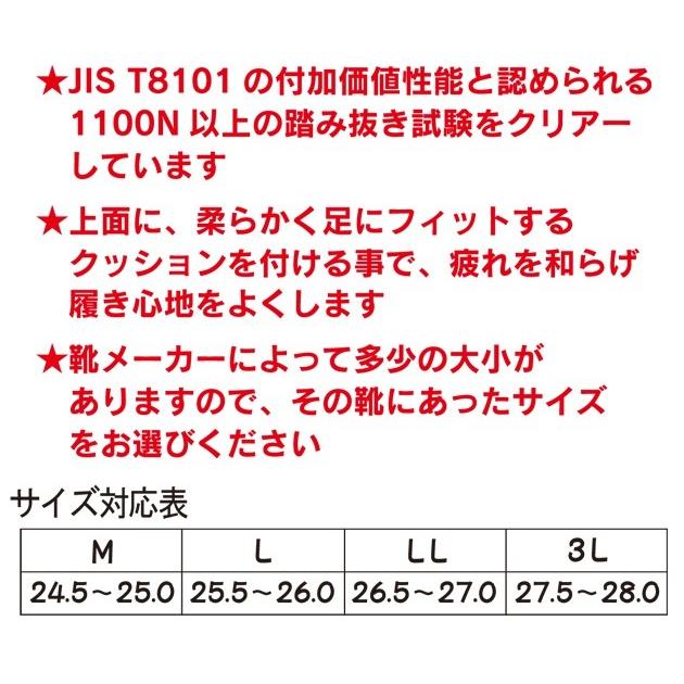 インソール 踏抜き防止繊維入りクッションインソール N98 イエテン｜kanamono1｜02