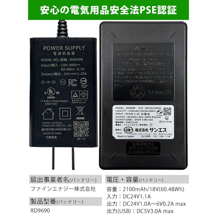 サンエス RD9690PJ・RD9610PH 空調作業服 作業着 空調風神服 24V