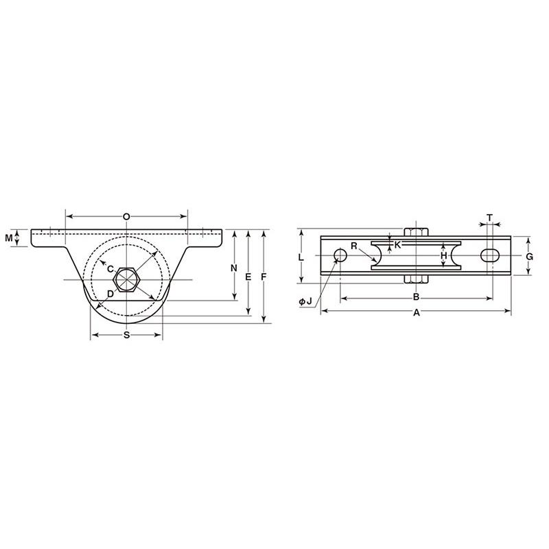 JHM-1051　ヨコヅナ鉄重量戸車ベアリング入　溝R車型105mm｜kanamorikanamonoten｜02