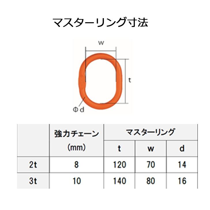 Kanaoni 敷鉄板吊用チェーン 3tタイプ 長さ1.5m マスターリンク