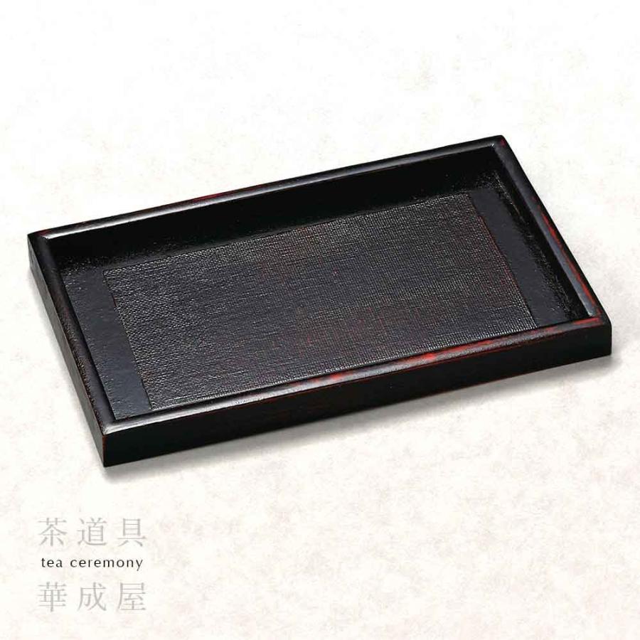 茶道具 おぼん 阿瀬曙飛鳥布着せ小長盆 漆器 天然木 トレー 黒 : 華成