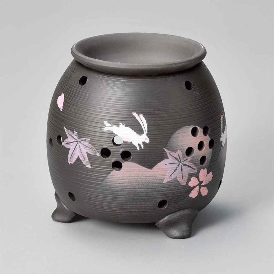 茶香炉 春秋スジ山に月うさぎ茶香炉 消臭 アロマ ポット 引越祝