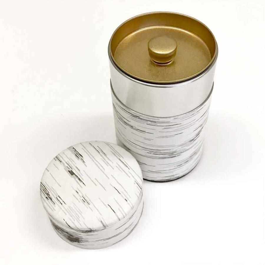 茶筒 白樺柄和紙貼 長型100g お茶入れ お茶っぱ入れ 保存容器 茶道具