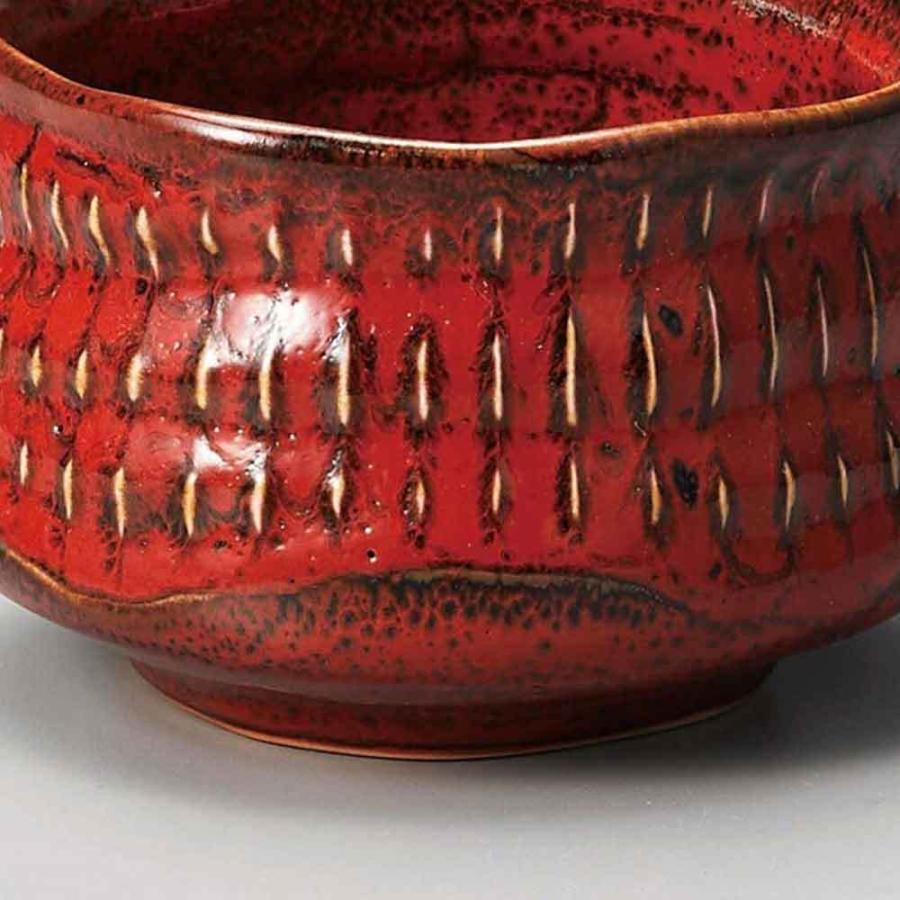 抹茶碗 茶道 薄茶 美濃焼 日本製 明泉赤抹茶碗 明泉作 : 華成屋