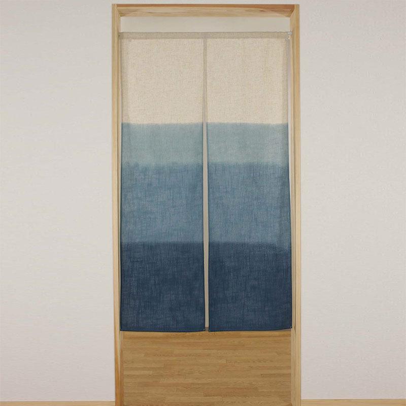 のれん 麻入り おしゃれ 幅85x丈150cm 和柄 日本製 暖簾 藍色 : 華成屋