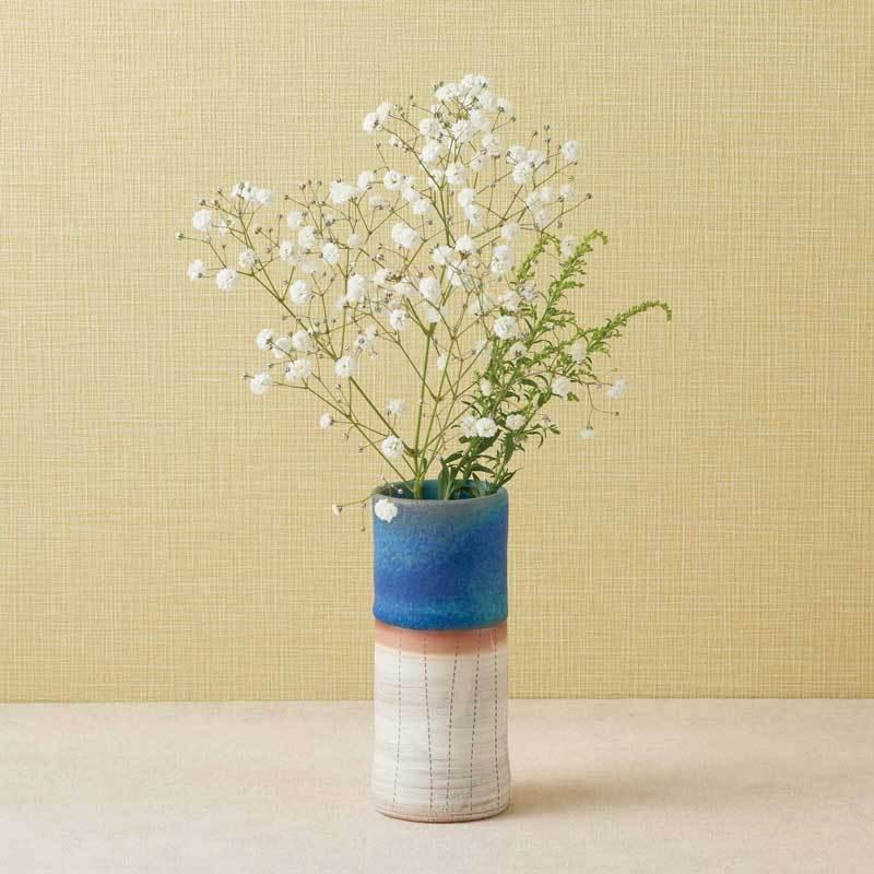 一輪挿し 花器 山田ブルー釉 常滑焼 日本製 花瓶 フラワーベース : 華