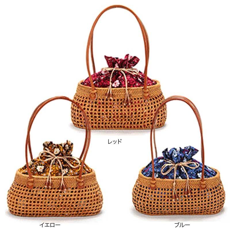 アタバッグ かごバッグ 丸底 巾着 和柄 花柄 ミニサイズ