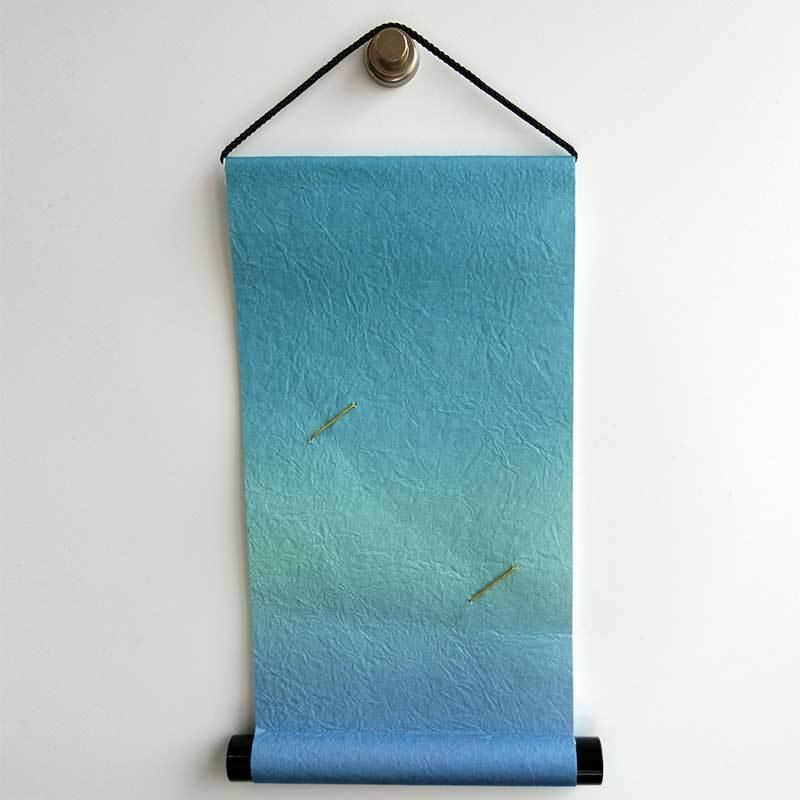 豆軸 掛け軸 豆色紙付 海 和紙 タペストリー 書道 習字 展示 : 華成屋