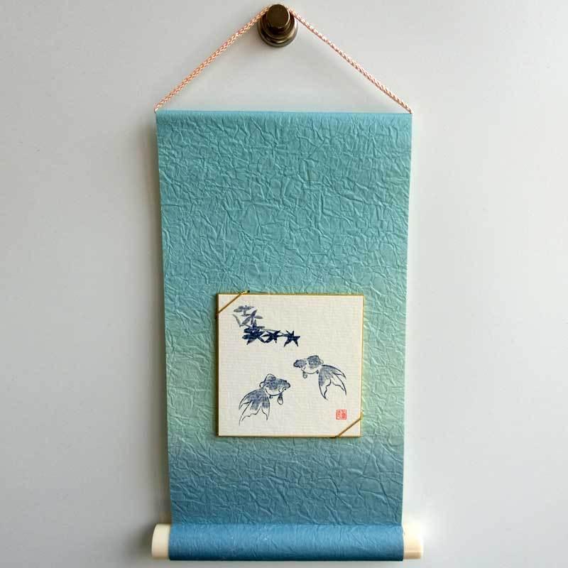 豆軸 掛け軸 豆色紙付 空 和紙 タペストリー 書道 習字 展示 : 華成屋