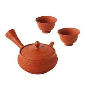 常滑焼 急須 湯呑 わっぱ茶器揃え 朱泥 (急須×1 湯呑み×2) 茶器セット