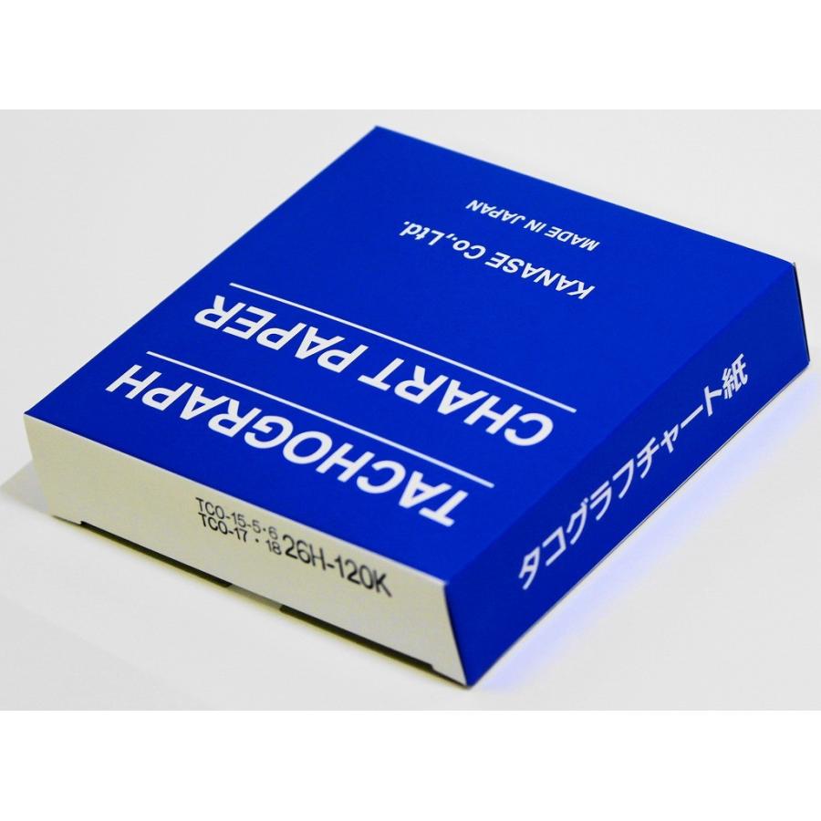 タコグラフチャート紙 【26時間用】 最高速度目盛り120km/h 中心穴丸型 エンジン回転記録無し 100枚入り｜kanase｜04