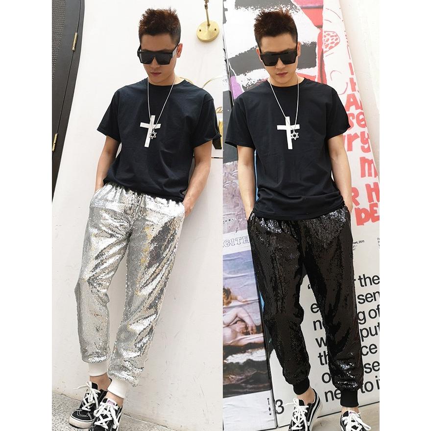メンズファッション キャバクラ衣装 スパンコール ボトムス ズボン ダンス衣装 ヒップホップ 男性用 ダンスパンツ ダンスウェアスター ステージ衣装 Dy258 金矢商店 通販 Yahoo ショッピング