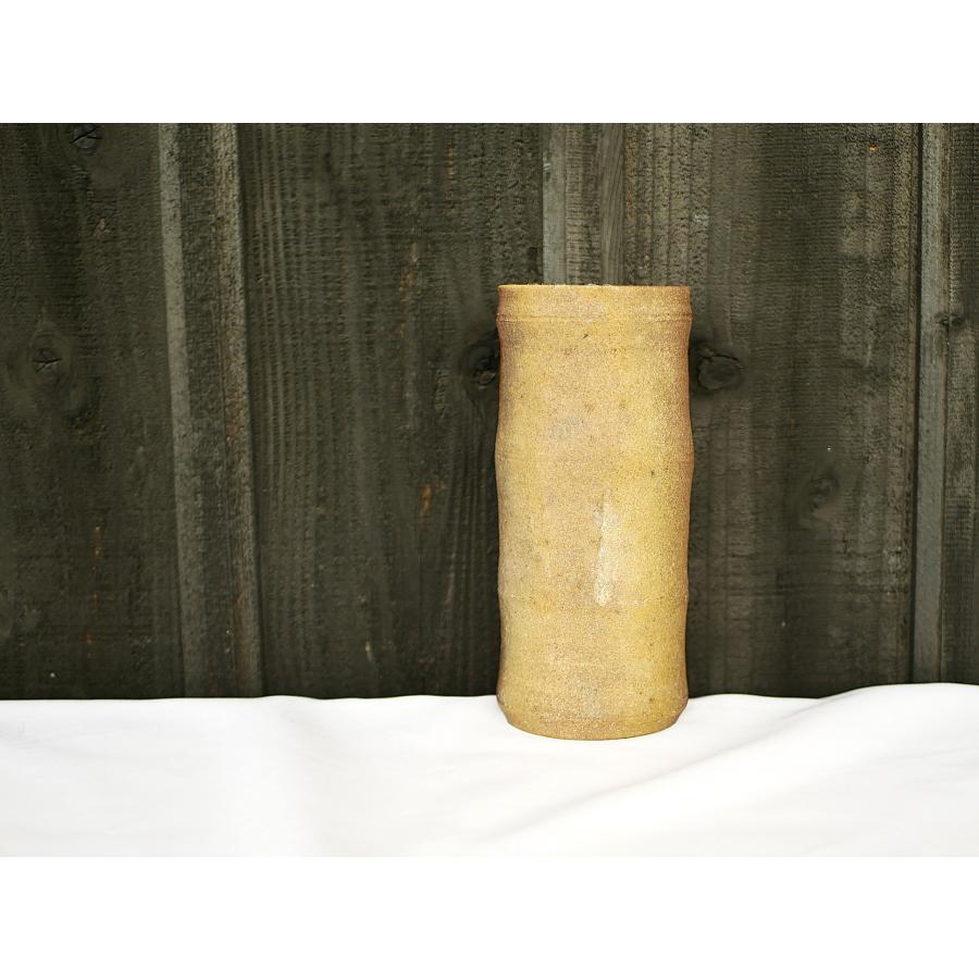 竹筒花入/津軽金山焼 金山焼 陶器 手作り 花器 窯元 一品 日 品 生け花