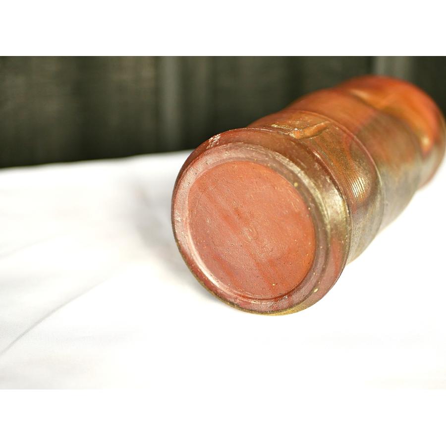 竹筒花入/津軽金山焼 金山焼 陶器 手作り 花器 窯元 一品 日 品 生け花