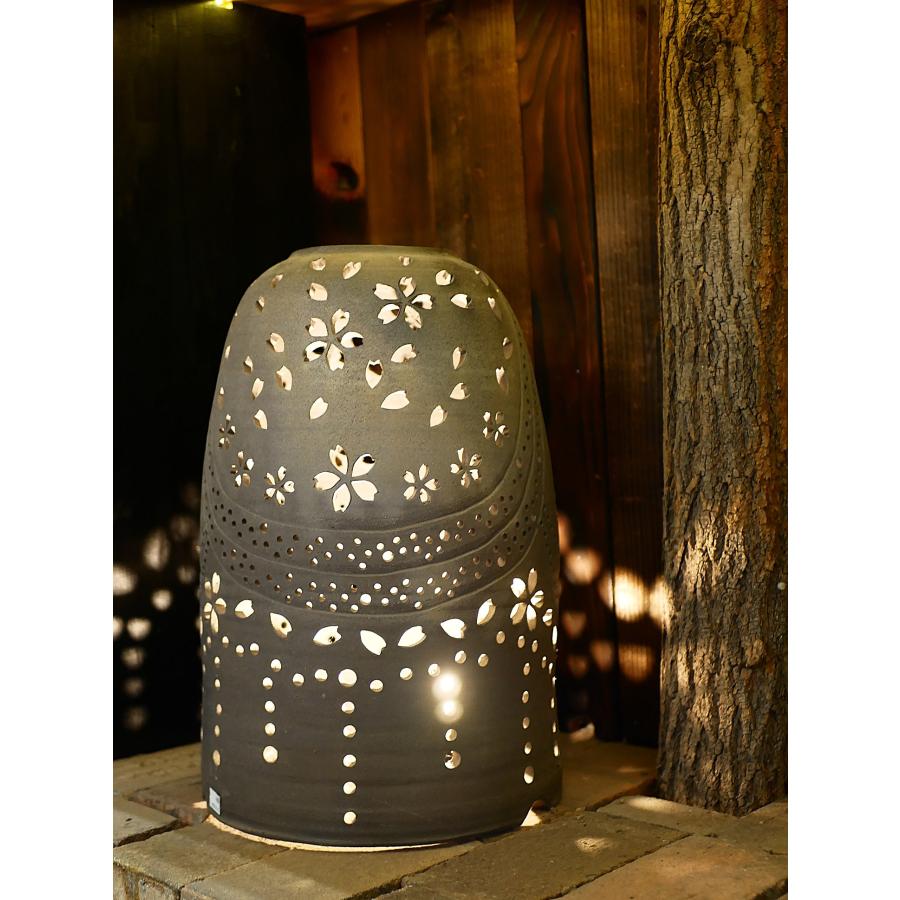 須恵器」灯ろう(特大)電気器具付/津軽金山焼 金山焼 陶器 とうろう