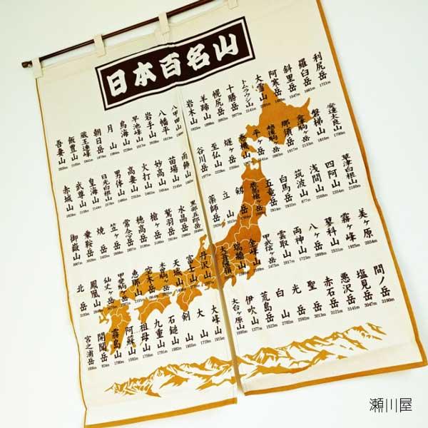 日本百名山 のれん　暖簾 ≪瀬川屋≫日本百名山のれん セピア色【インテリア 雑貨 トレッキング