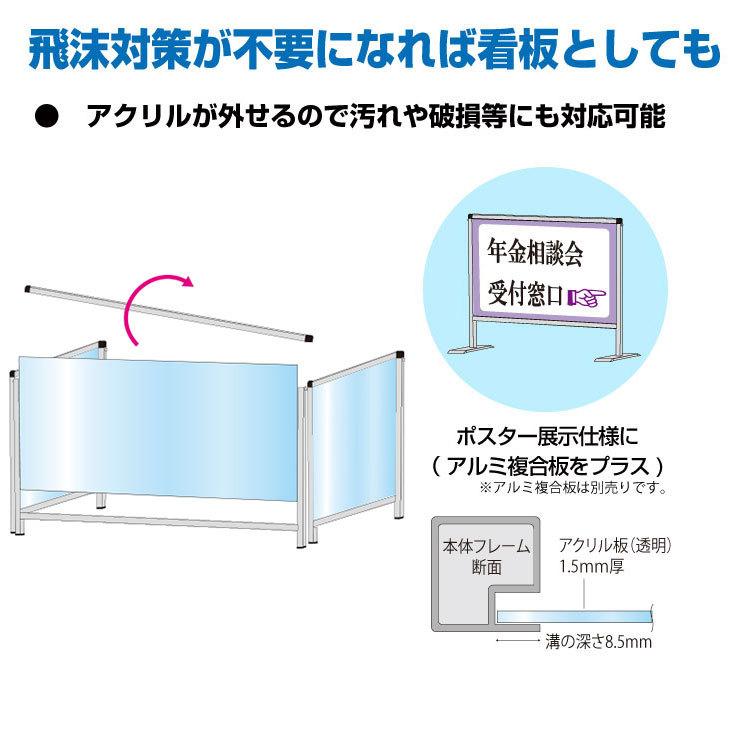 パーテーションスタンド3面タイプ BHBPH3F/E 屋内 450×1100 通常サイズ ブラック 下部開口高さ125mmの画像