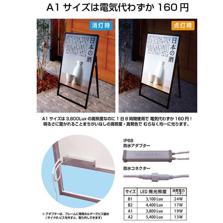 バリウススタンド看板LED A1 両面 ブラック BVASKLED-A1R 薄型 省エネ ポスタースタンドの画像