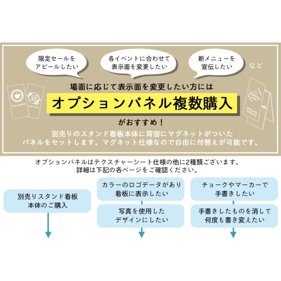 (スタンド看板用 オプションパネル1 シートタイプ) 板面340×670mm (本体別売り) A型看板 両面 屋外 シール プレート 看板 店舗用 おしゃれ マグネット | IDEA MAKER | 13