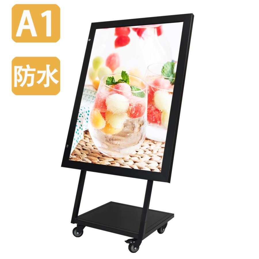 OKH49ST-A1-BK】屋内外兼用 スタンド看板 A1 黒 防水 LEDライトパネル