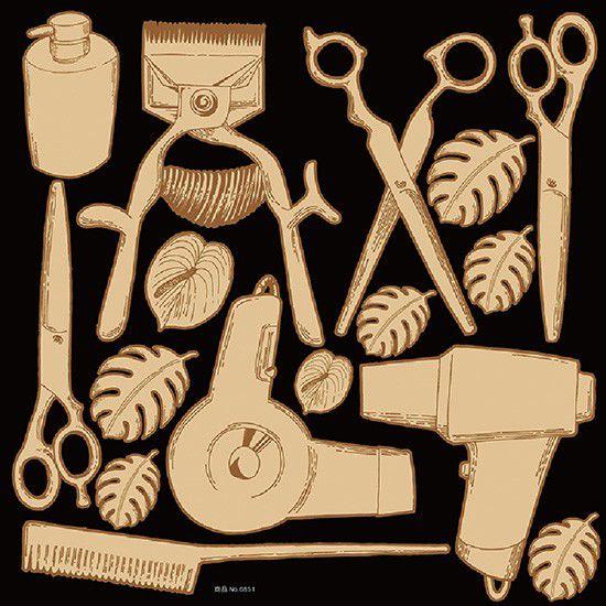 シール 美容室 美容院 シャンプー ハサミ ドライヤー 櫛 鋤ばさみ セピア調 装飾 デコレーション チョークアート 窓 黒板 看板 ステッカー 最低購入数量3枚 Tsn 看板ショップ 通販 Yahoo ショッピング