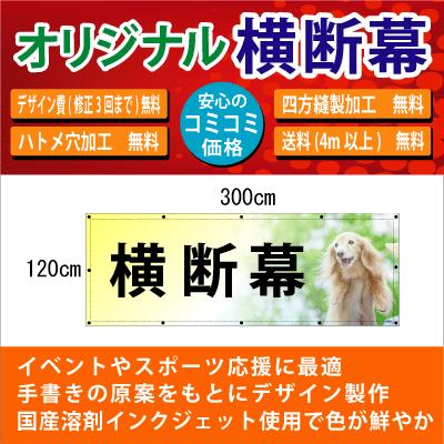 GT・ビニール系バナー・横断幕(ハトメ付き) 2 デザイン費込】st-03130 オリジナル 横断幕 H1200mm×W3000mm 【縫製