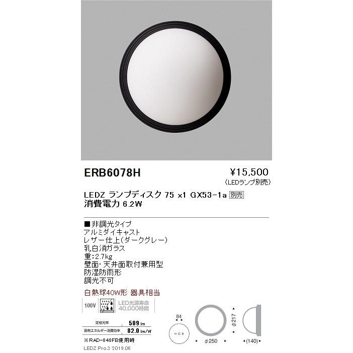 遠藤照明 アウトドアライト ブラケット 本体 ダークグレー Disk75 ERB6078H ※ランプ別売 グレアレスダウンライト/ベースダウンライト