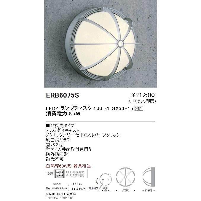 遠藤照明 アウトドアライト ブラケット 本体 シルバー Disk100 ERB6075S ※ランプ別売 グレアレスダウンライト/ベースダウンライト