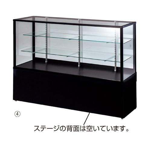 本体) 平ガラスケース ステージ付き ブラックD45cm×W120cm 引戸前