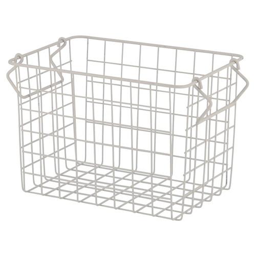 スタッキングワイヤーバスケット ホワイト W26×D18×H10cm (1個) / kp38