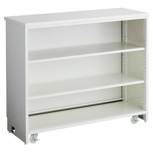 本体) スチール製キャスター付きスリムカウンター 棚板タイプ W90cm 