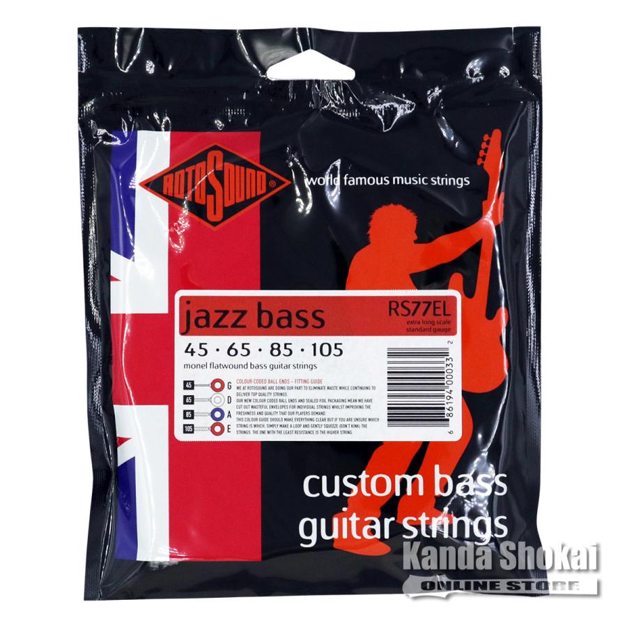 Rotosound Cordes pour Basse Électrique JAZZ 77 MONEL FLATWOUND 4-cordes RS77LE FLATW Heavy 50-110