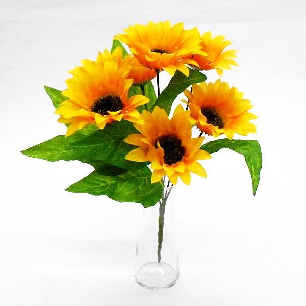 ヒマワリブッシュ（造花・アートフラワー）7輪付 （造花ひまわり・造花